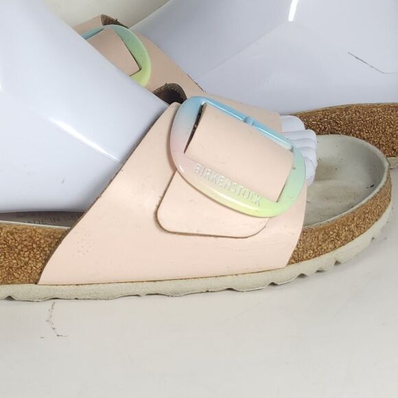 Birkenstock Women's Madrid Big Buckle EU41 US10 Leather Light Pink Slide Sandals - Picture 15 of 16